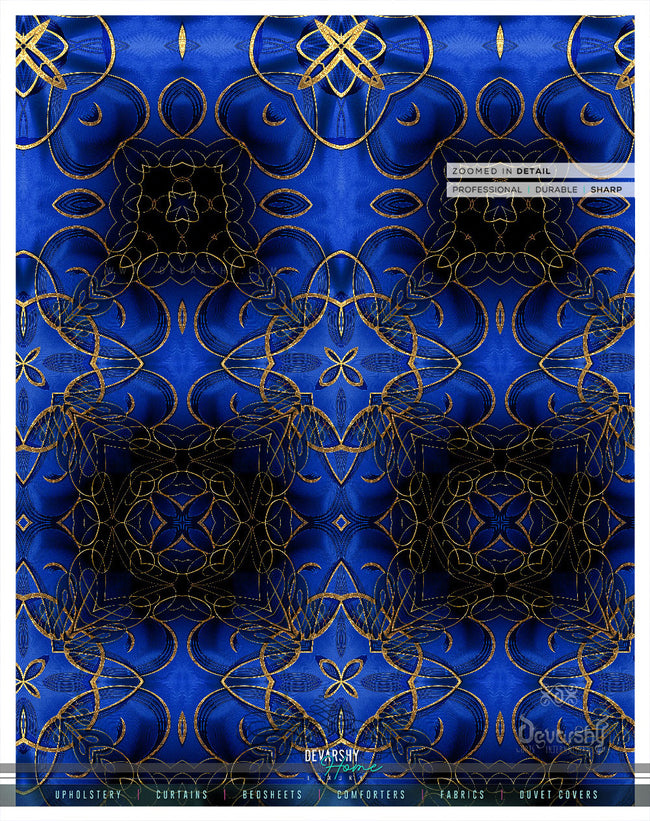 Abstract Blue PREMIUM Curtain Panel. Available on 12 Fabrics. Made to Order. 100171