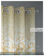 White Baroque Gold Pattern PREMIUM Curtain Panel, Available on 12 Fabrics, Heavy & Sheer. Made to Order. 100193