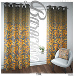 Grey Gold Pattern PREMIUM Curtain Panel. Available on 12 Fabric, Heavy & Sheer. Made to Order. 100200