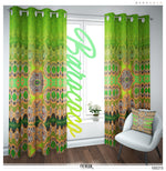 Vibrant Ornate Green PREMIUM Curtain Panel. Available on 12 Fabrics. Heavy & Sheer. 100215