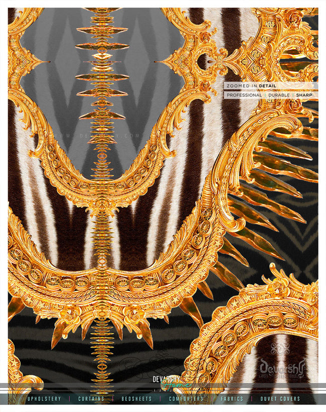 Golden Ornate Grey PREMIUM Curtain Panel. Available on 12 Fabrics. Heavy & Sheer. 100216