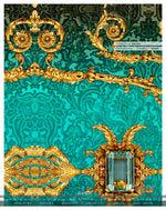 Decorous Baroque Green PREMIUM Curtain Panel. Available on 12 Fabrics. Made to Order. 100237