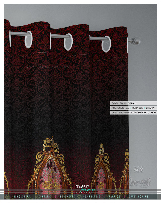 Maroon Luxury Baroque PREMIUM Curtain Panel. Available on 12 Fabrics. Heavy & Sheer. 100238