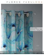 Painted Aqua Floral PREMIUM Curtain Panel. Available on 12 Fabrics. Made to Order. 10023