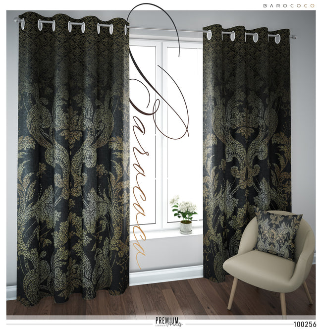 Luxurious Black Damask PREMIUM Curtain Panel. Available on 12 Fabrics. Heavy & Sheer. 100256