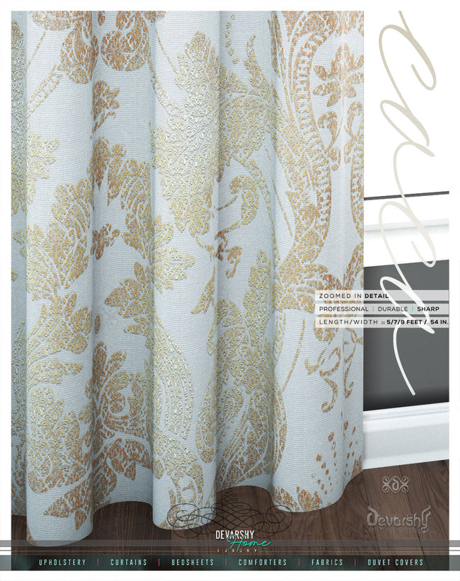 Exquisite White Damask PREMIUM Curtain Panel. Available on 12 Fabrics. Made to Order. 100259