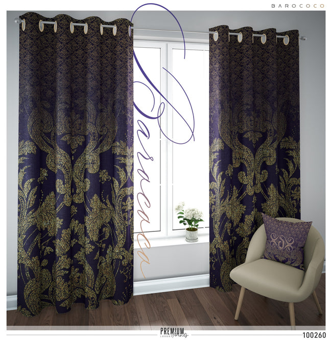 Luxurious Damask Navy PREMIUM Curtain Panel. Available on 12 Fabrics. Heavy & Sheer. 100260