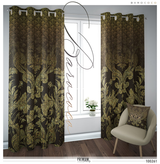 Luxurious Gold Damask PREMIUM Curtain Panel. Available on 12 Fabrics. Made to Order. 100261