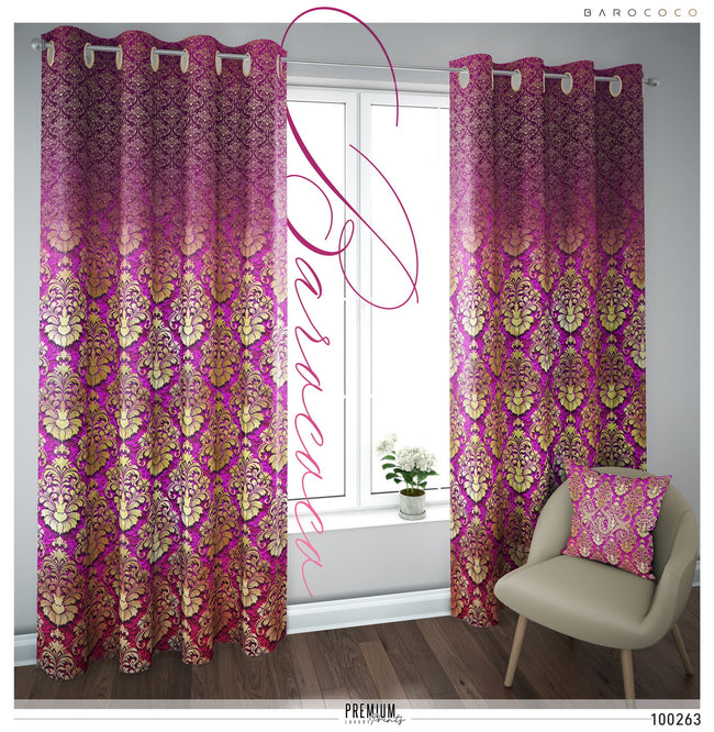 Fuchsia Damask Pattern PREMIUM Curtain Panel. Available on 12 Fabrics. Made to Order. 100263