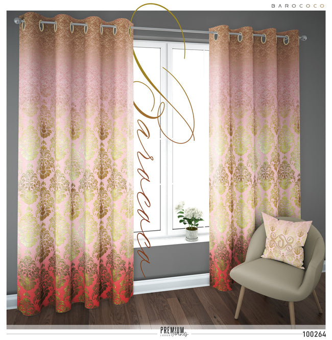 Gradient Damask Pattern PREMIUM Curtain Panel. Available on 12 Fabrics. Made to Order. 100264