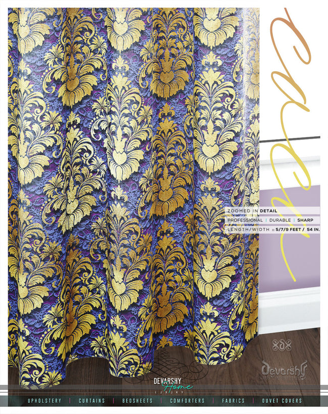 Gold Damask Print PREMIUM Curtain Panel. Available on 12 Fabrics. Made to Order. 100265