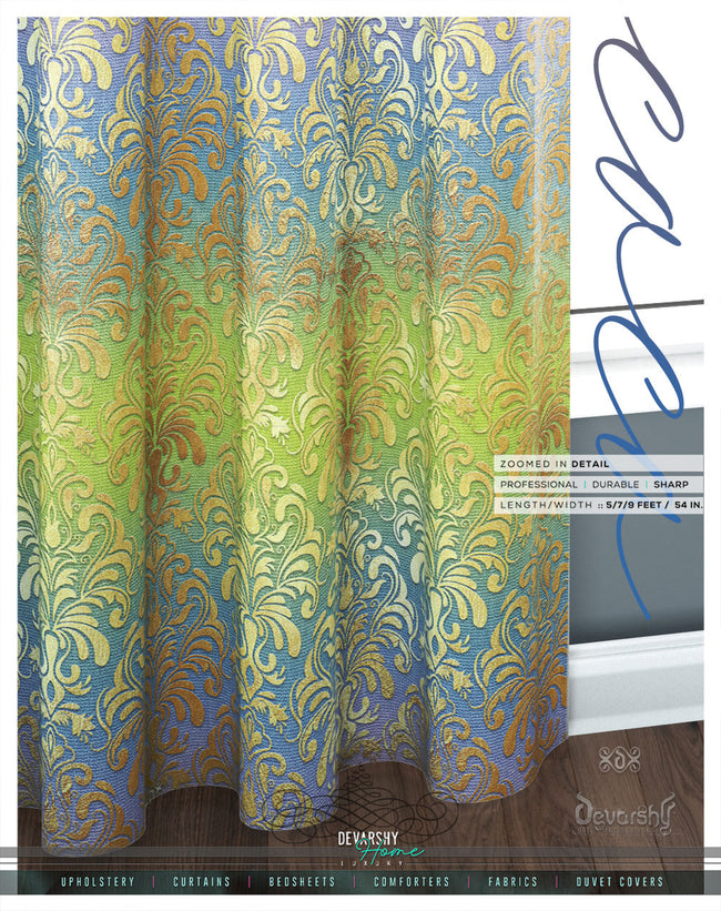 Pastel Gold Damask PREMIUM Curtain Panel. Available on 12 Fabrics. Made to Order. 100267