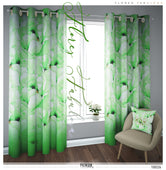 Emerald Green Painted Floral PREMIUM Curtain Panel. Available on 12 Fabrics. Made to Order. 10026