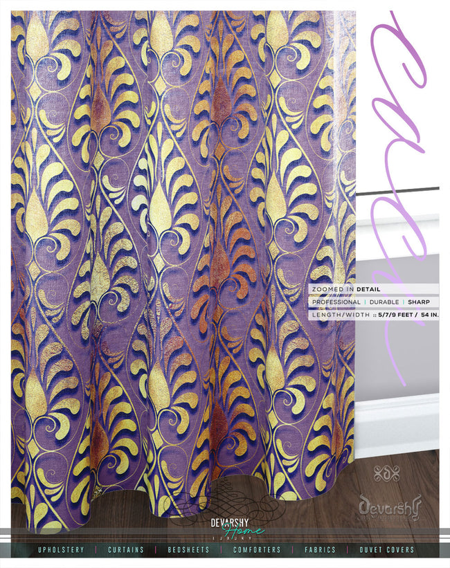 Decorative Lilac Damask PREMIUM Curtain Panel. Available on 12 Fabrics. Made to Order. 100276
