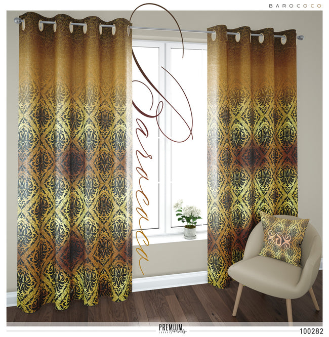 Golden Damask Curtain Panel. 12 Fabric Options. Made to Order. Heavy And Sheer. 100282