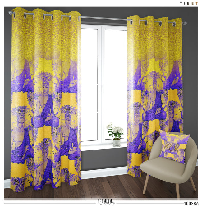 Meditating Lord Buddha PREMIUM Curtain Panel. Available on 12 Fabrics. Made to Order. 100286