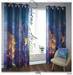 The Blue Abstract Art PREMIUM Curtain Panel, Available on 12 Fabrics, Made to Order. 100288