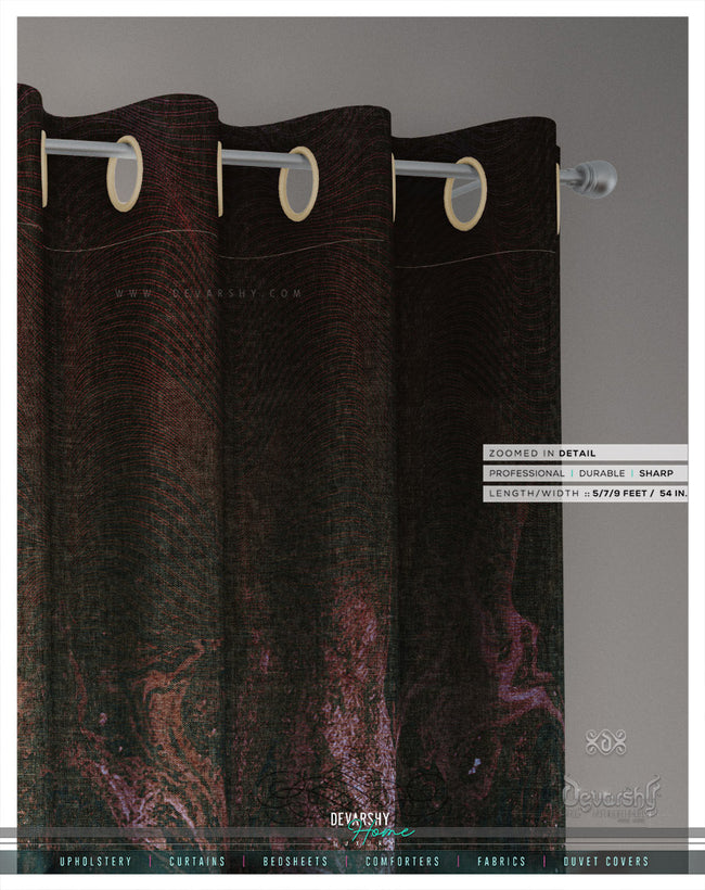 Brown Abstract Art PREMIUM Curtain Panel, Available on 12 Fabrics, Made to Order. 100290