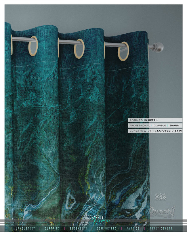 The Flowing Art Turquoise PREMIUM Curtain Panel. Available on 12 Fabrics. Made to Order. 100296