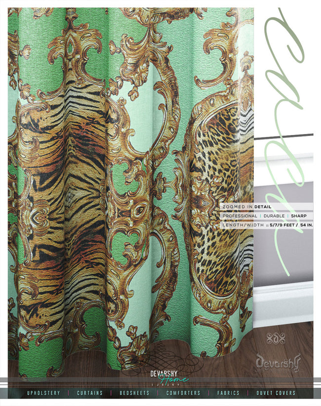 Green Animal Print PREMIUM Curtain Panel. Available on 12 Fabrics, Made to Order. 100326C