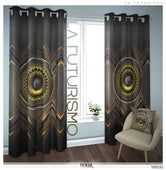 Futuristic Mechanical Design PREMIUM Curtain Panel. Available on 12 Fabrics. Made to Order. 100332
