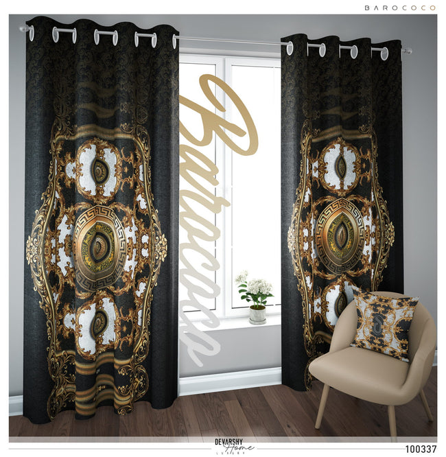 Opulence Of Sicily, Golden Baroque PREMIUM Curtain. Available on 12 Fabrics. Made to Order. 100337
