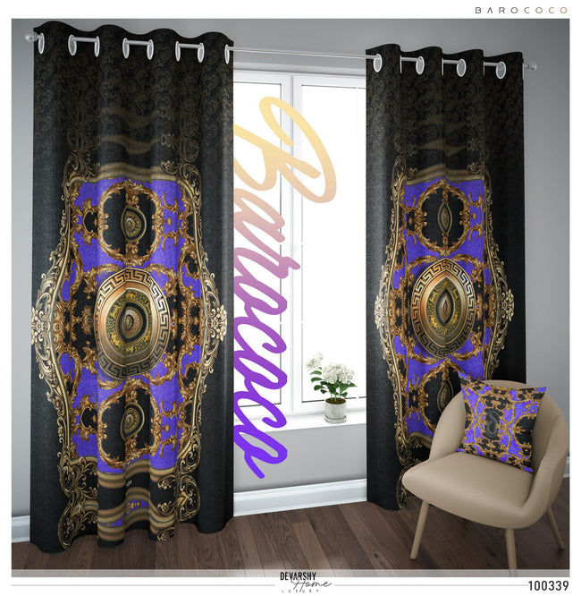 Opulence Of Sicily, Violet Baroque PREMIUM Curtain. Available on 12 Fabrics. Made to Order. 100339