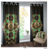 Opulence Of Sicily, Green Baroque PREMIUM Curtain. Available on 12 Fabrics. Made to Order. 100340