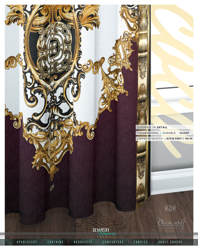 The Amber Room Burgundy PREMIUM Curtain. Available on 12 Fabrics. Made to Order. 100355C