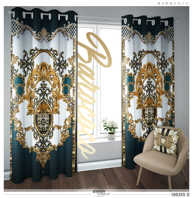 The Amber Room Teal PREMIUM Curtain Panel. Available on 12 Fabrics. Made to Order. 100355D