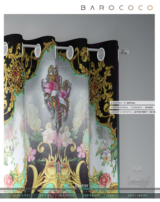 Baroque Extravagant Floral PREMIUM Curtain Panel. Available on 12 Fabrics. Made to Order. 100361