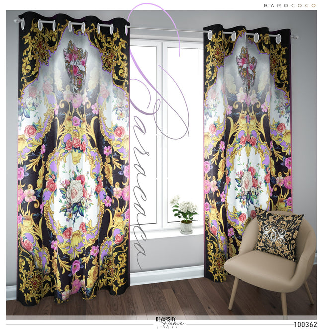Extravagant Floral Print PREMIUM Curtain Panel. Available on 12 Fabrics. Made to Order. 100362