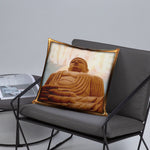 Devarshy NIRVANA ACHIEVED Buddha Statue Printed Square Throw Pillow  PF - 110C7