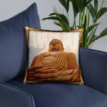 Devarshy NIRVANA ACHIEVED Buddha Statue Printed Square Throw Pillow  PF - 110C7