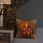 Devarshy Indica Magnifica Golden Ganesha Printed  Square Throw Pillow PF - 111C2