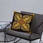 Devarshy NIRVANA ACHIEVED Golden Statue Printed Square Throw Pillow PF - 111C3