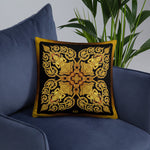 Devarshy NIRVANA ACHIEVED Golden Statue Printed Square Throw Pillow PF - 111C3