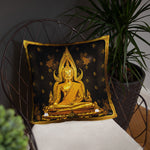 Devarshy NIRVANA ACHIEVED Golden Statue Printed Square Throw Pillow PF - 111C3
