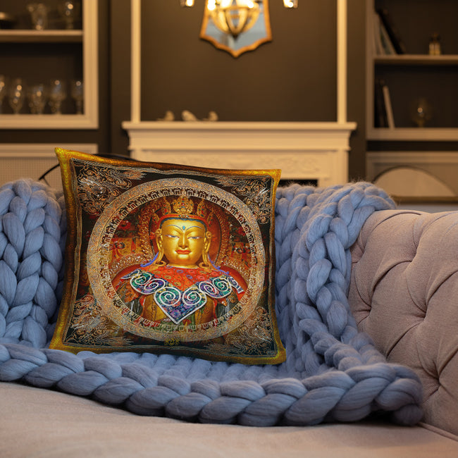 Devarshy NIRVANA ACHIEVED Radiant Buddha Printed Square Throw Pillow PF - 111C5