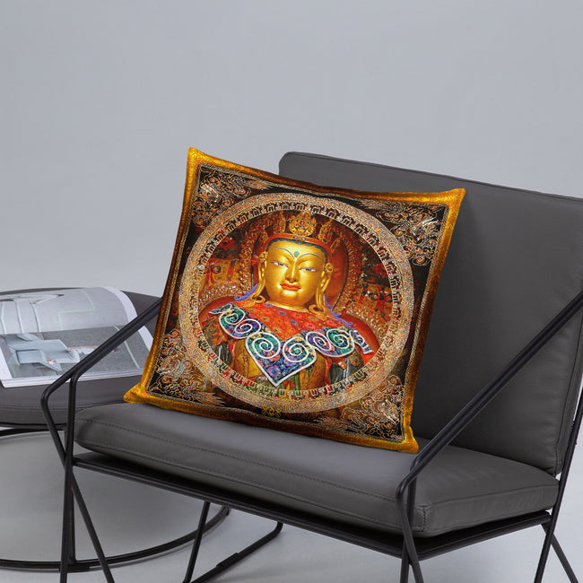 Devarshy NIRVANA ACHIEVED Radiant Buddha Printed Square Throw Pillow PF - 111C5