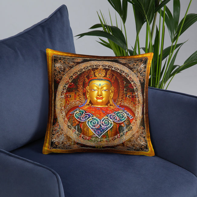 Devarshy NIRVANA ACHIEVED Radiant Buddha Printed Square Throw Pillow PF - 111C5