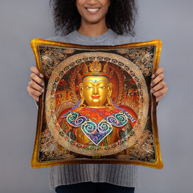 Devarshy NIRVANA ACHIEVED Radiant Buddha Printed Square Throw Pillow PF - 111C5
