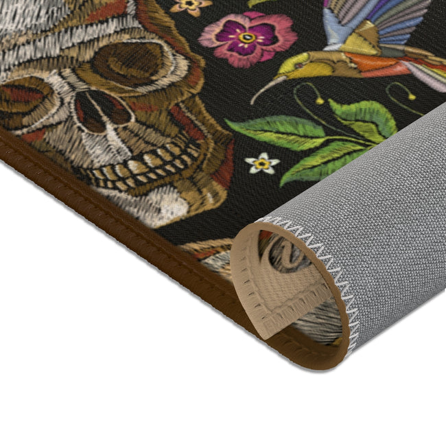 Embroidered Skulls Area Rug, Available in 3 sizes | D20045
