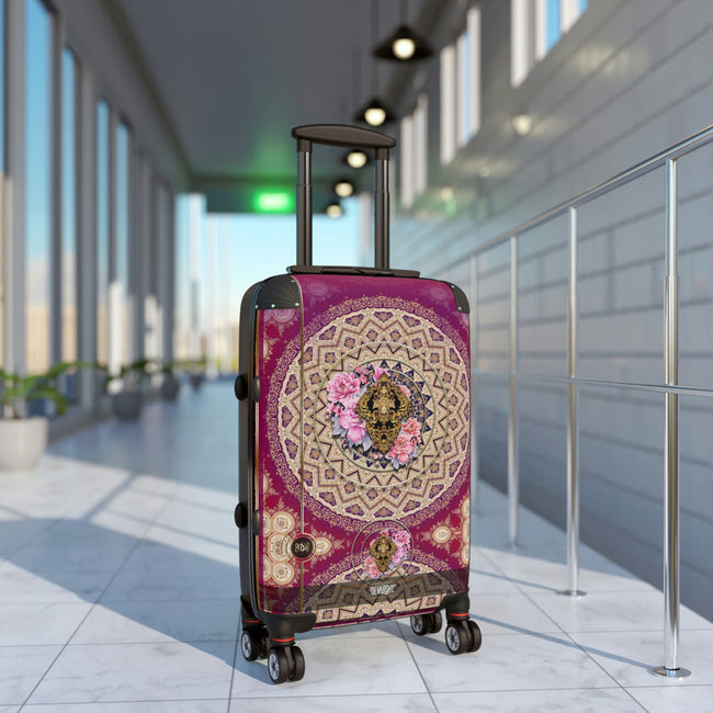 Fuchsia Mandala Suitcase 3 Sizes Carry-on Suitcase Pink Floral Luggage Hard Shell Travel Suitcase | 10357B