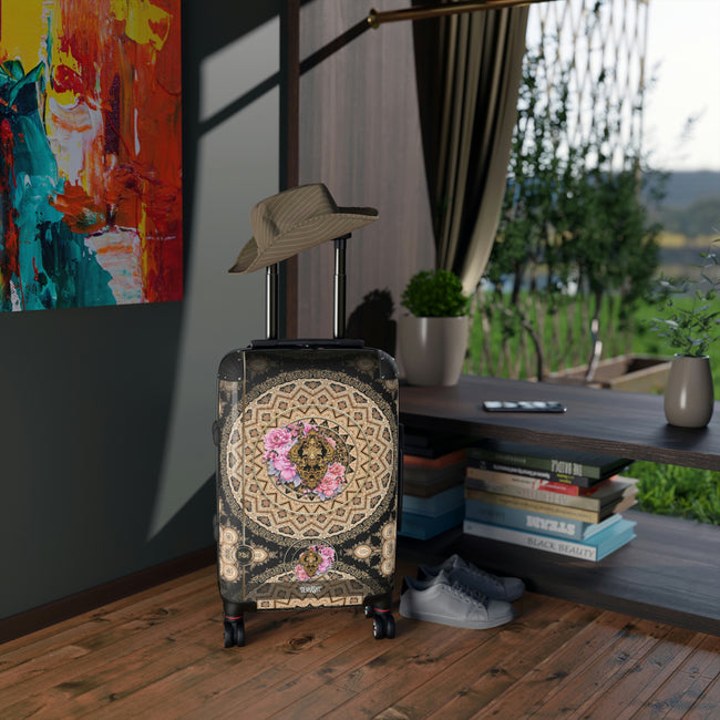 Floral Mandala Suitcase, 3 SIZES, Carry-on Suitcase, Floral Print Luggage | 10357A