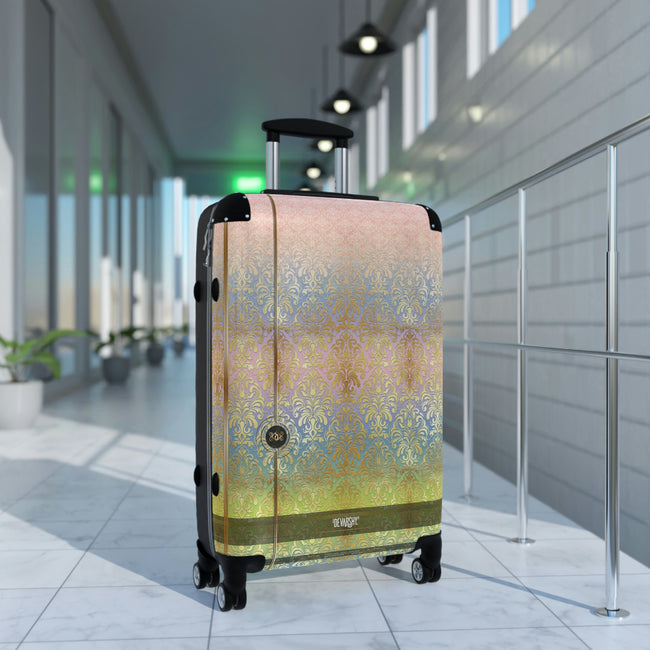 Pastel Damask Suitcase 3 Sizes Carry-on Suitcase Damask Print Luggage Hard Shell Suitcase with Wheels  | 100267