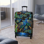 Blue Peacock Suitcase 3 Sizes Carry-on Suitcase Peacock Print Luggage Hard Shell Suitcase | D20029