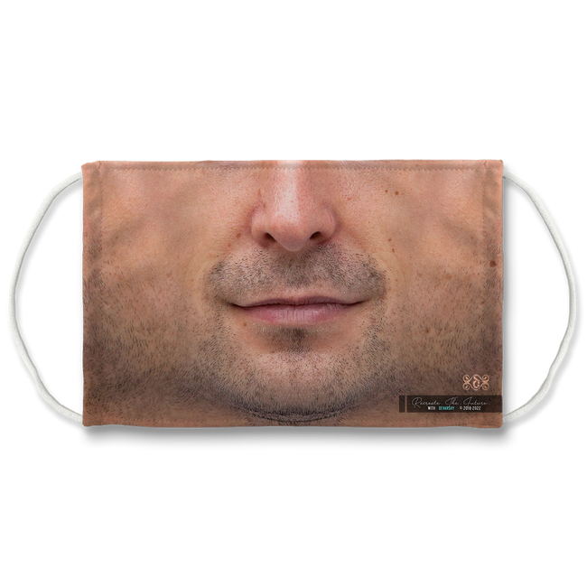 Caucasian Man Selfie Face Mask With Filter And Nose Wires - 11115