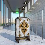 Baroque Medallion Suitcase 3 Sizes Carry-on Suitcase White Travel Luggage Hard Shell Suitcase | XTQ1003B