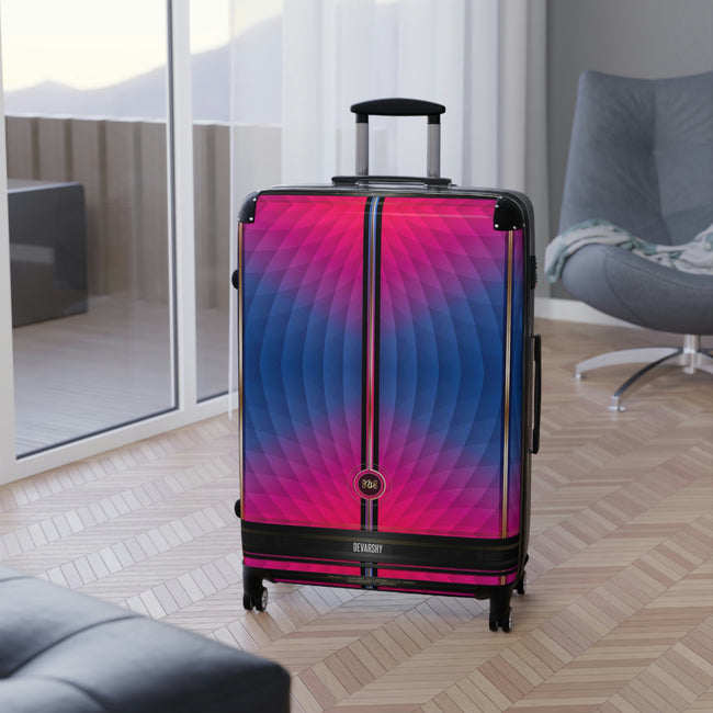Polygon Colors Suitcase Carry-on Suitcase Pink and Blue Luggage Hard Shell Suitcase in 3 Sizes | 11196A